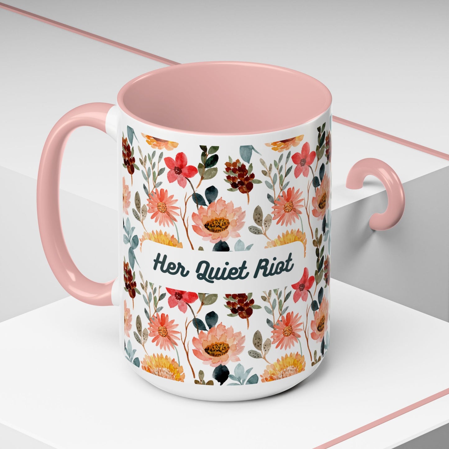 Floral Accent Coffee Mug | Her Quiet Riot | Perfect Gift for Tea Lovers, Home Décor, Mother's Day, Birthdays