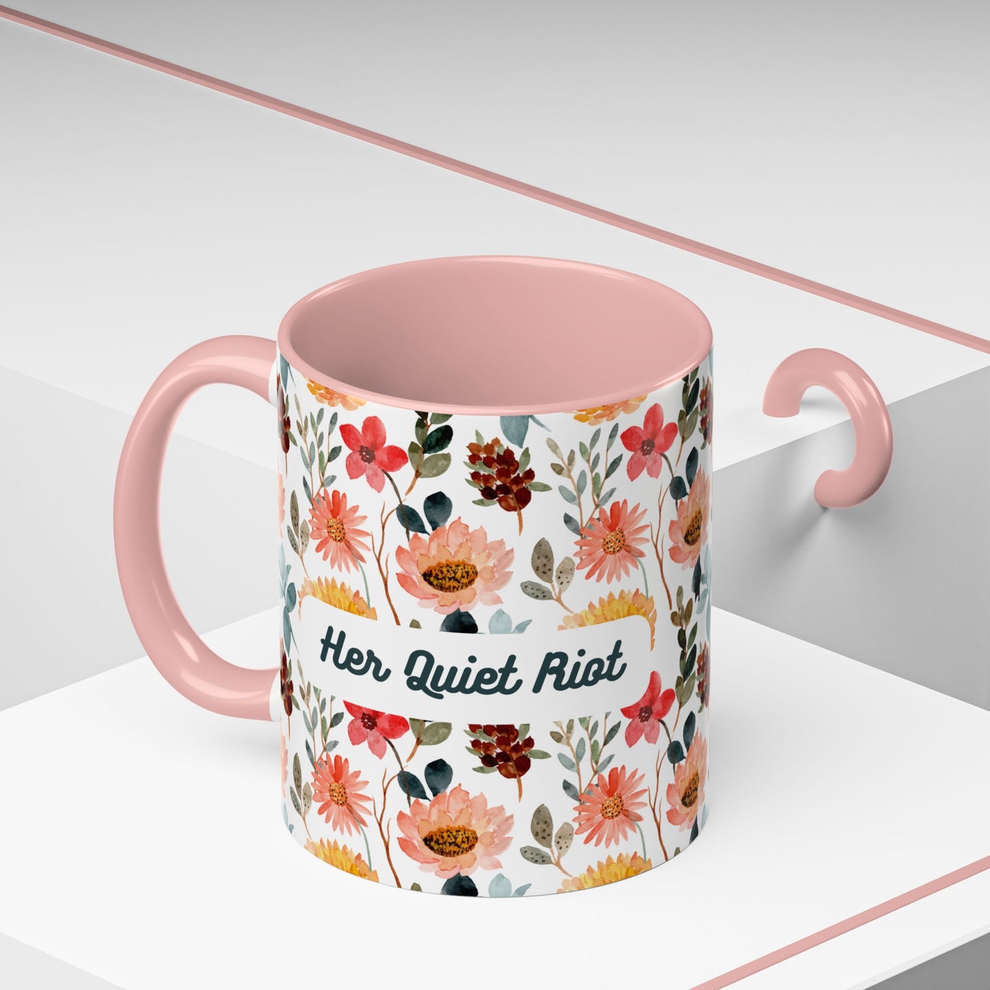 Floral Accent Coffee Mug | Her Quiet Riot | Perfect Gift for Tea Lovers, Home Décor, Mother's Day, Birthdays